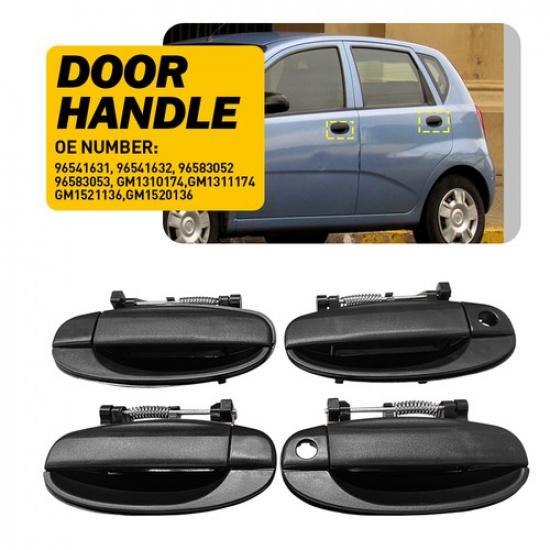4pcs Outer Door Handles Front Rear Left Right Black For Chevrolet Aveo5 Aveo EKK