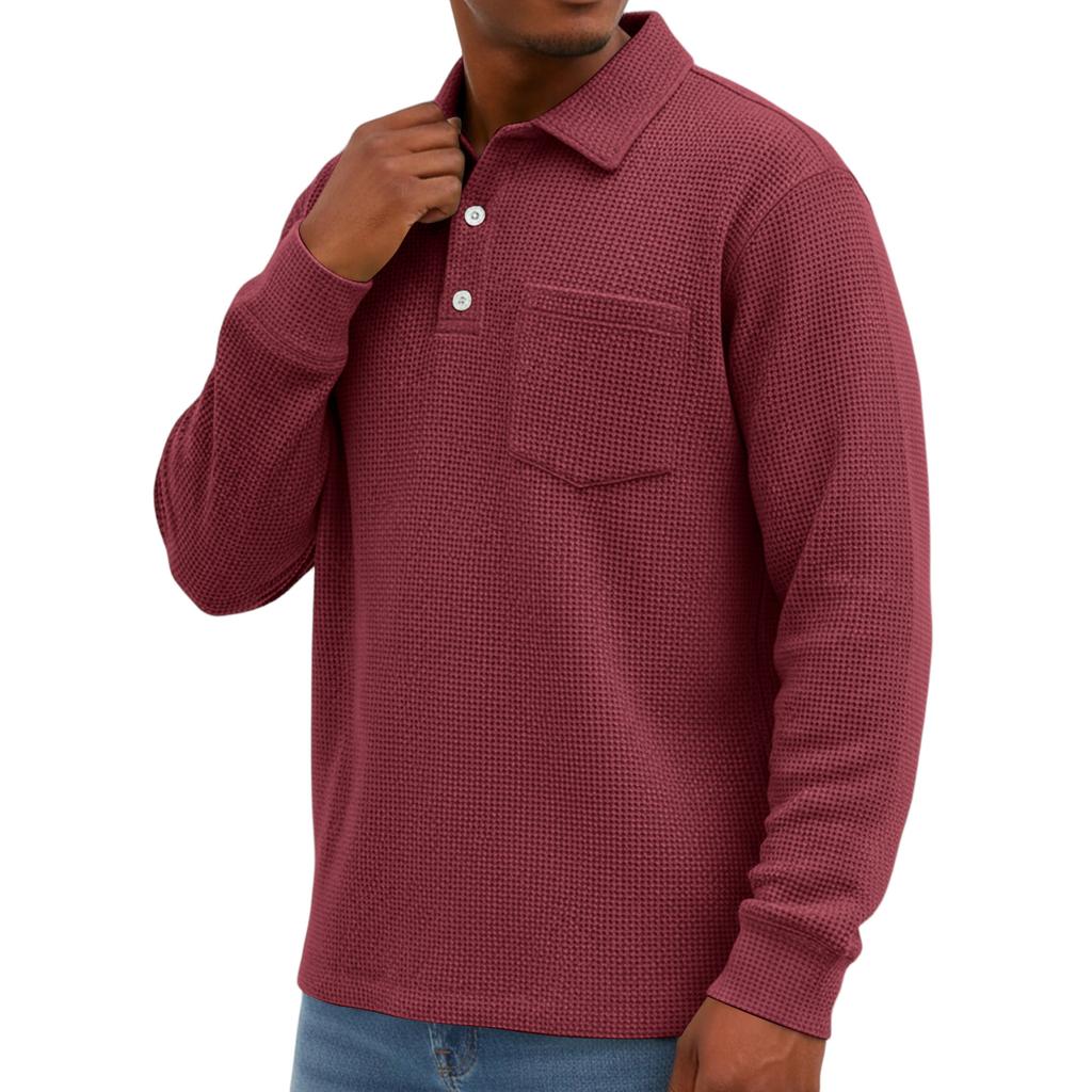 Men's Knit Casual Pocket Collar Pullover , Long Sleeve Daily Wear