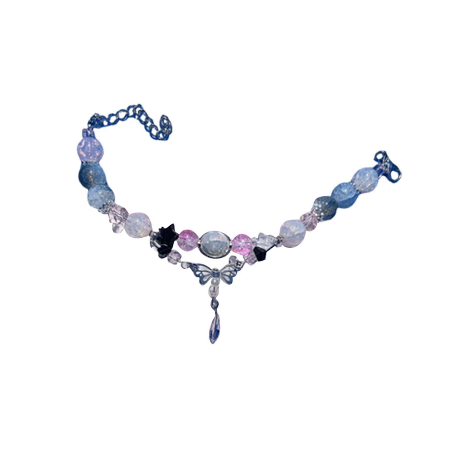 

Fashion Bracelet with Beaded Design Butterfly Knot Pendant Adjustable Chain for Casual and Formal Wear One Size розовый