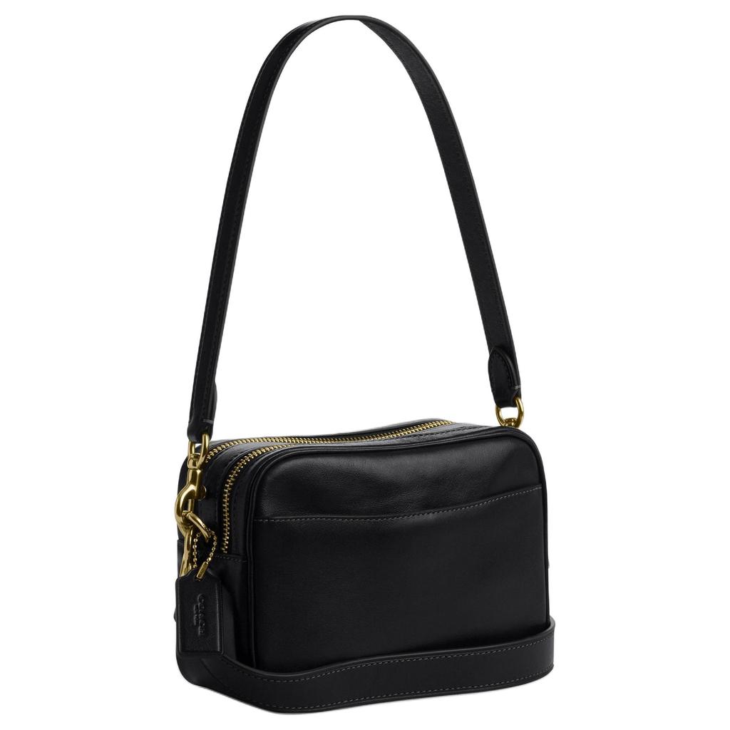 Coach Carey 19 Removable Handle Shoulder Bag Double Zipper Closure External Magnetic Pocket Leather Mini Unisex shoulder bag Black CEA02-IMBLK