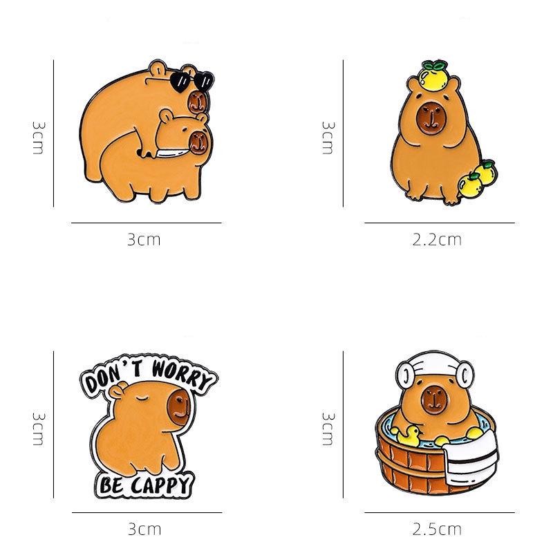 Cute Cartoon Capybara Enamel Brooch Backpack Hat Decoration Alloy Lapel Pin Badge Clothing Accessories