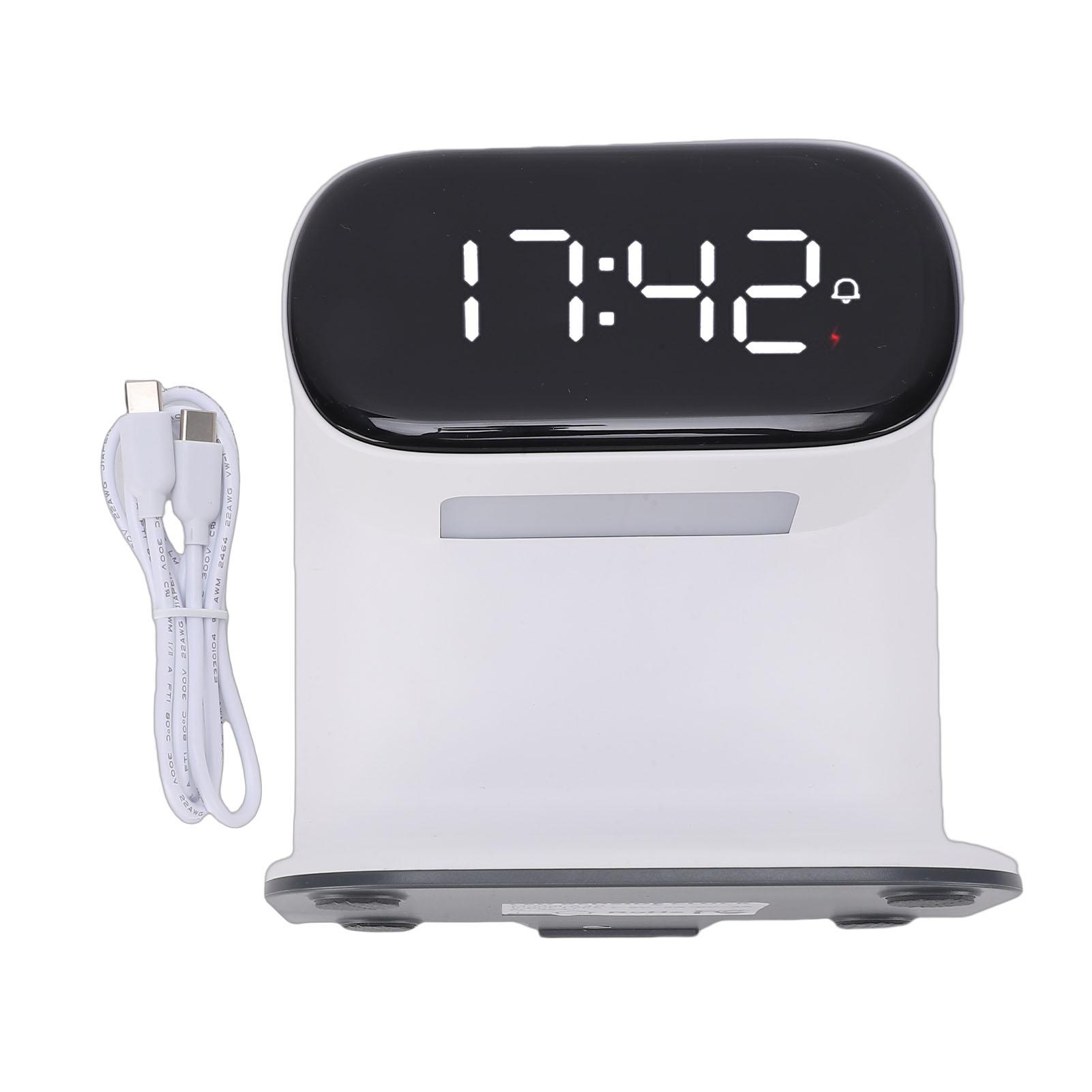 

Digital Alarm Clock with Wireless Fast Charging Station 15W Touch Smart Lamp 3 Colors Nightlight for Living Room Bedside белый