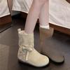 Butterfly Knot Mid-tube Boots 2025 New Round Toe Suede Sleeve Soft Sole Anti-slip Wear-resistant Flats