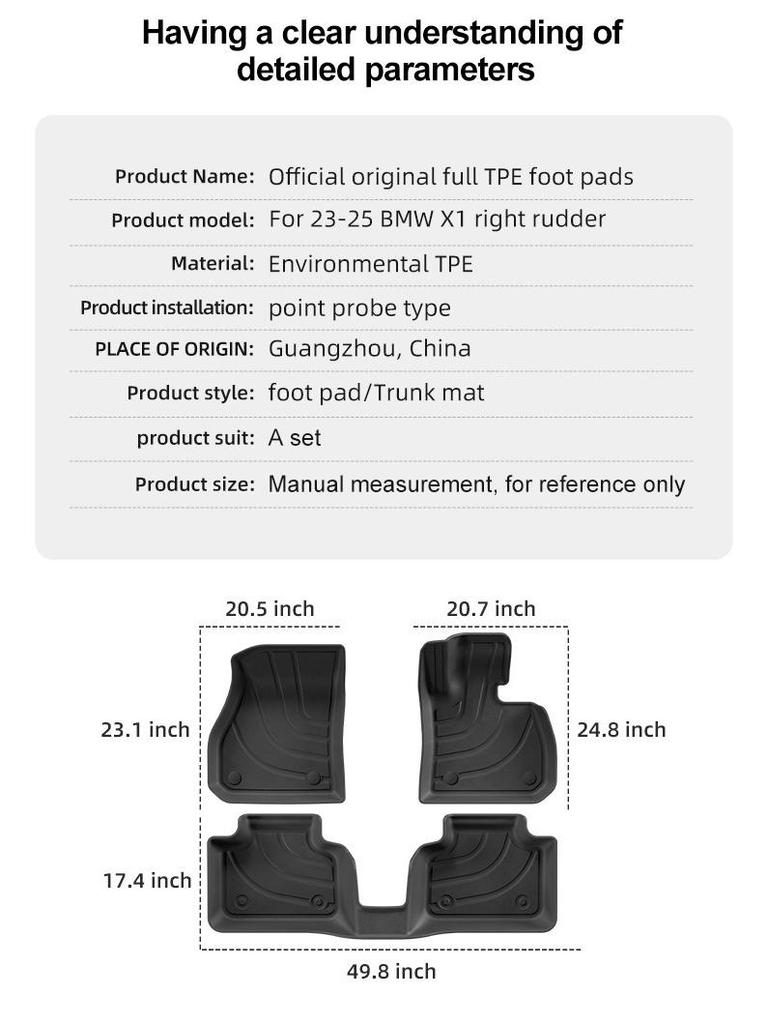 BMW X1 (2023-2025) Custom TPE Floor Mats