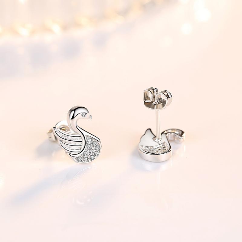 Womens Korean Fashion Anti-allergy 925 Silver Plated Simple Little Ear Stud Earrings Female Small Ear Jewelry Gifts