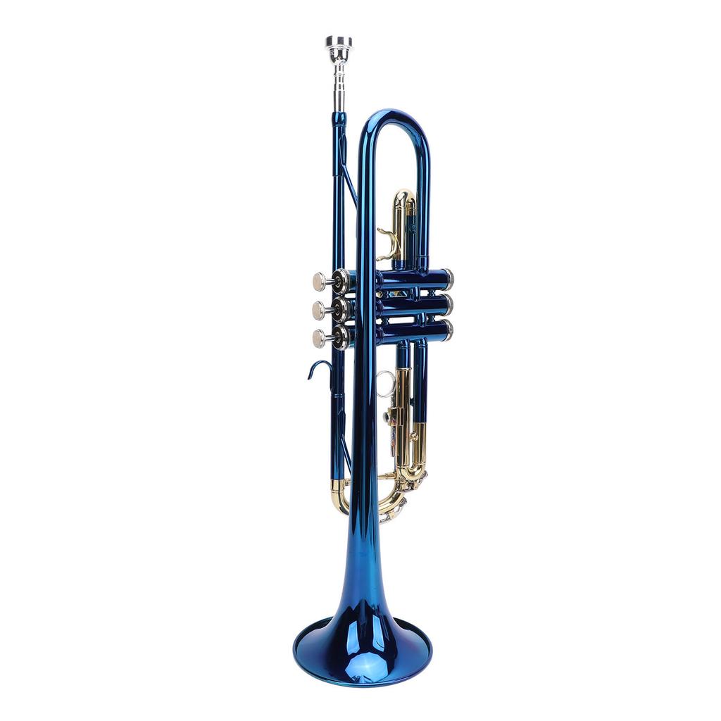 Bb Standard Trumpet Blue Color Copper Gold Keys Beginner Trumpet for Performance and Practice