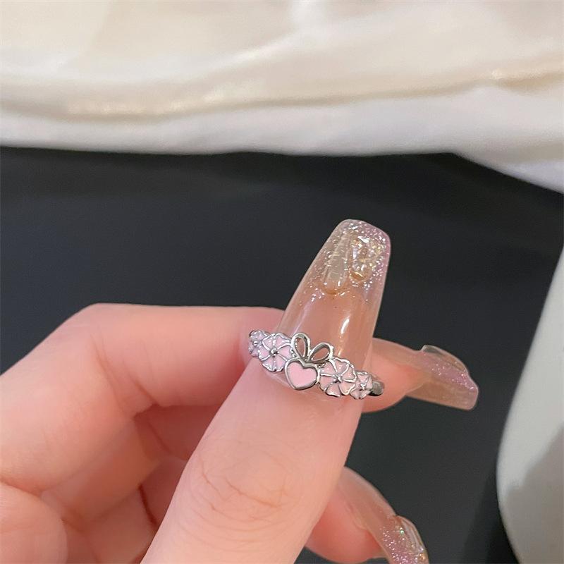 French Green Moon Series Open Ring Niche Design Fashionable High-End Individual Cold Wind Ring Woman