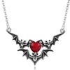 Zinc Zinc Alloy Bat Wings Pendant Necklace Red Rhinestone Halloween Heart Choker Gothic Clavicle Chain  Girls