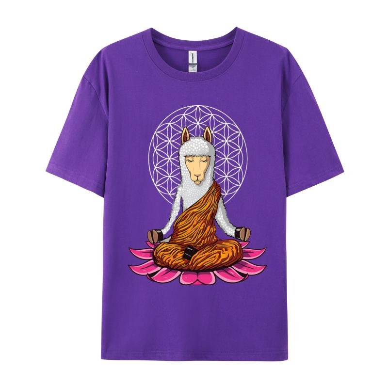 Llama Buddha Zen Yoga Alpaca Meditation TShirt T Shirts Funky Unisex T Shirt Leisure Cotton T Shirt Design