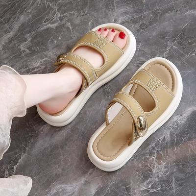 Pantoufles épaisses antidérapantes pour extérieur femme 2025 été nouveaux modèles avec jupes décontractées polyvalentes plage semelle souple sandales une bride