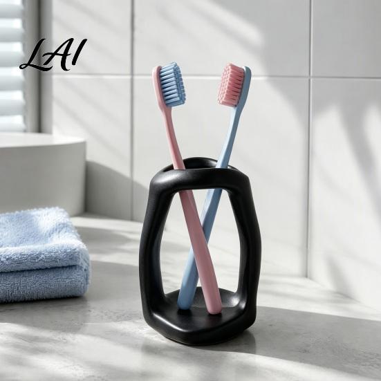 Cosmetic Tool Storage 3D Printed Minimalist Toothbrush Holder Hollow Tooth Brush Stand Makeup Organizer Multi‑Purpose Organizer Decorative