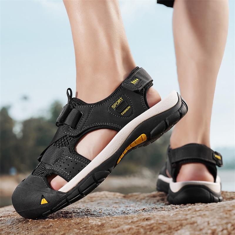 Fashion Lightweight Men's Summer Sandals Soft Comfortable Anti-collision Toe Sneakers Quick-Dry Wading Aqua Shoes Antiskid Beach Sandaly