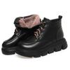5cm Vintage Comfortable Soft Leather Shoes Warm Winter Boots 2025 Women's Med Heels Flat Platform Short Plush Motorcycle Botas
