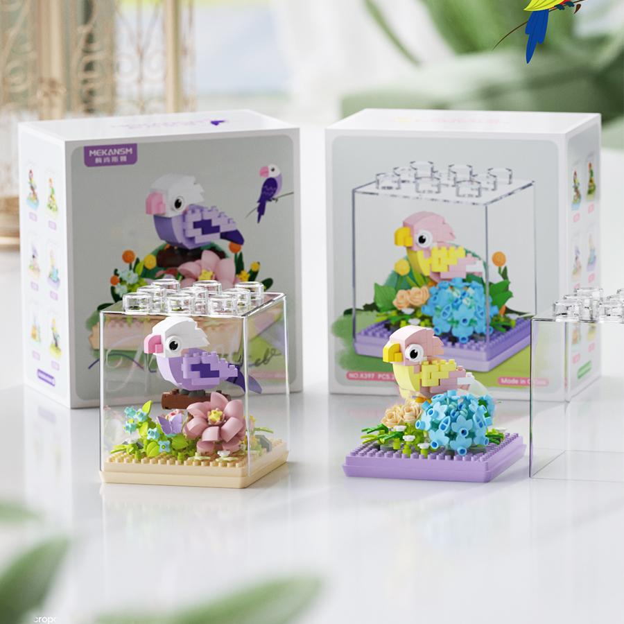 Kids Toys Mini Parrot Building Blocks Models Flowers Birds Animals Micro Blocks Stacking Toys Gifts Creative Ornament