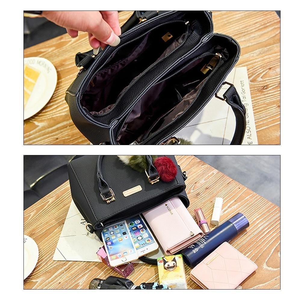 commodity Fashion Women Handbags Hairball PU Leather Totes Bag Top-handle Crossbody Bag Shoulder Bag