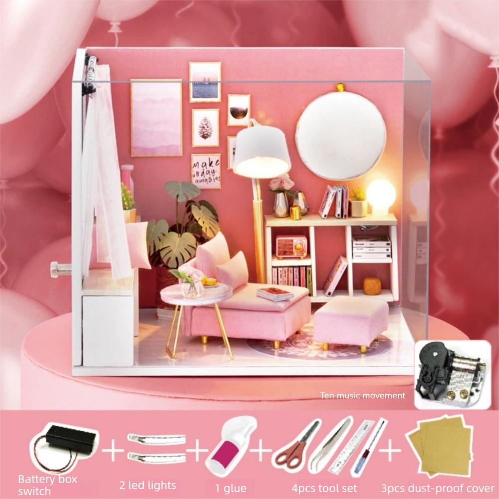 Wood Handmade Assembly Dollhouse Models Princess Room Miniature Doll House  Model Toy