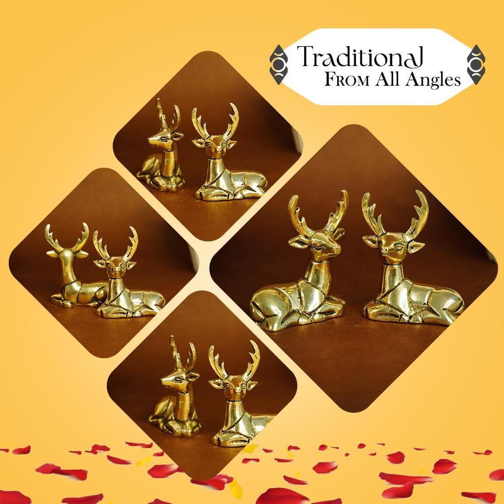 100% Pure Brass Deer Showpiece for Home Decor Living Room Decorative Items | Showpieces Gift Items for Home Decoration
