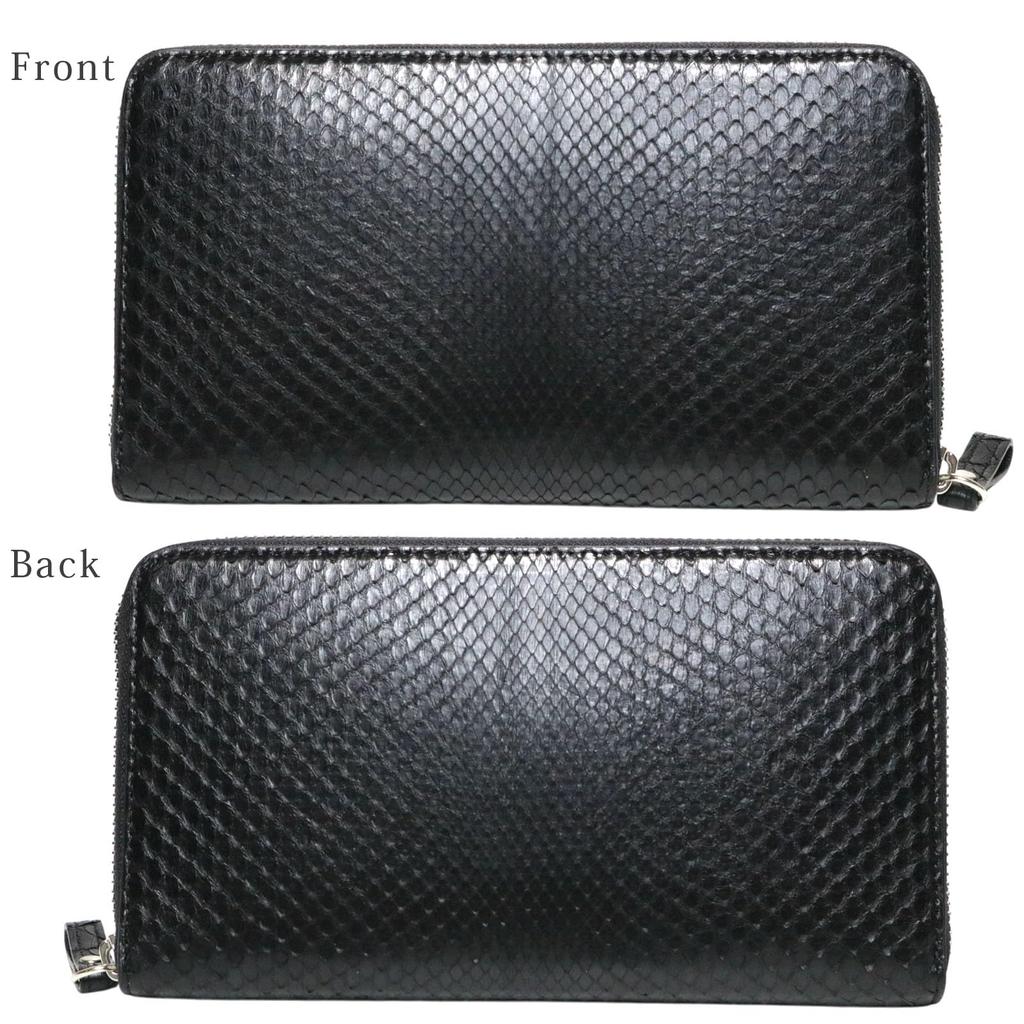 Bercute Black Diamond Python Long Wallet, Unrivaled, Single Piece of Leather, Men's, Genuine Snakeskin Leather, Round Zipper closure, Slim, Large