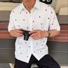 Men Lapel Neck Dropped Shoulder Short Sleeve Print Buttons Casual Baggy Oversized Shirts