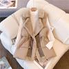 2026 Women's Plus Size Double-Breasted Fur Collar Waist-Cinched Leather & Fur Vest Jacket