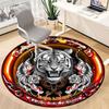 1pc Tiger Emblem Carpet for Office Non-Slip, Round Carpet, Soft & Comfortable, Carpet for Office, Lightweight Round Floor Mat