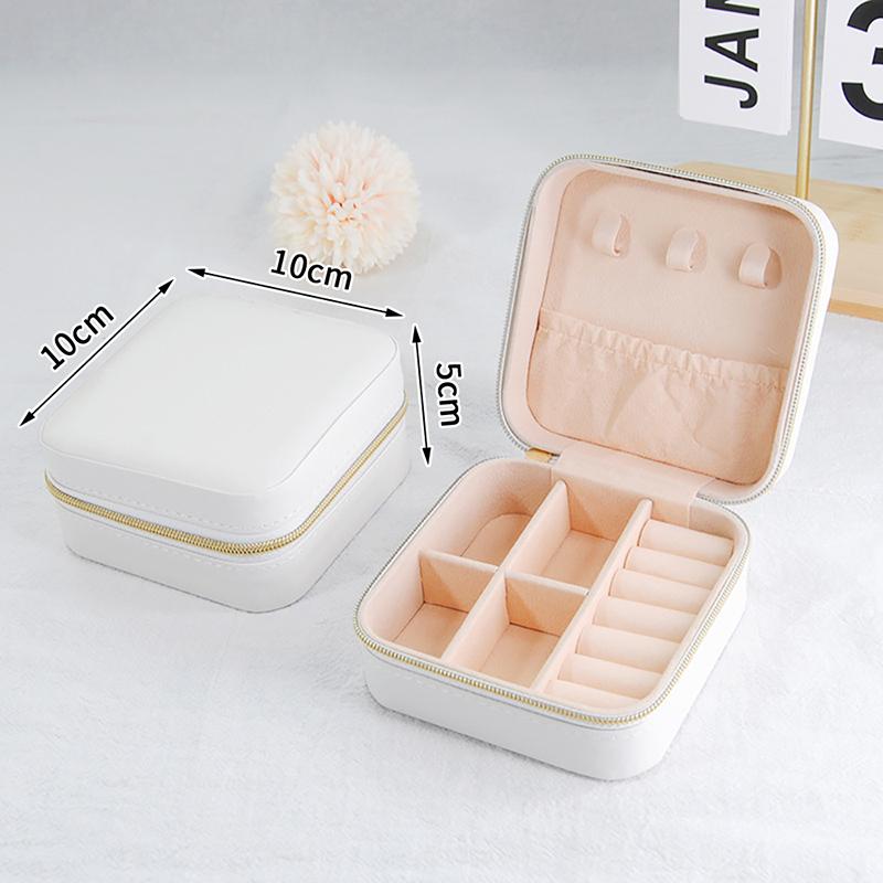 Portable Travel Jewelry Box - Mini Pu Leather Case With Soft Velvet Interior Compact Organizer For Rings Earrings Necklaces