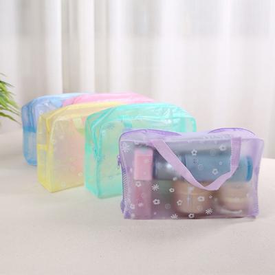Borsa per il trucco trasparente in PVC con chiusura a cerniera, borsa portaoggetti portatile, grande capacità, organizer per cosmetici, borsa da toilette trasparente