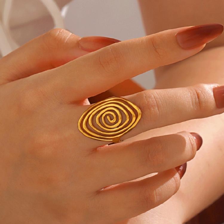 Simple Vortex Rotating Open Ring Stainless Steel Adjustable Size Open Vortex Ring Minimalist Jewelry Accessory