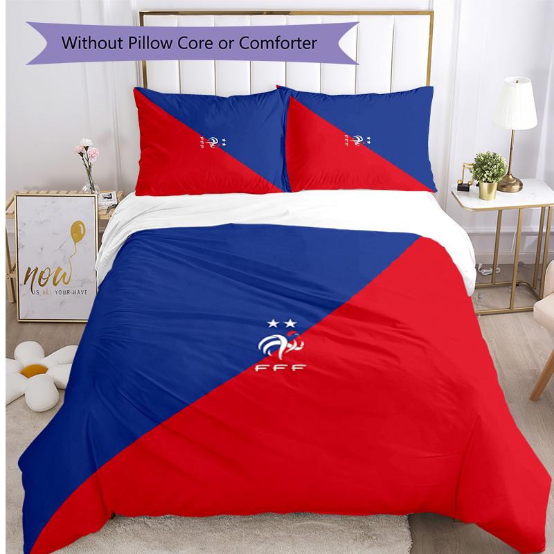 France Football Printed Bedding 3 Piece Set Cozy Breathable Bed Cover Set as Housewarming Holiday Gift