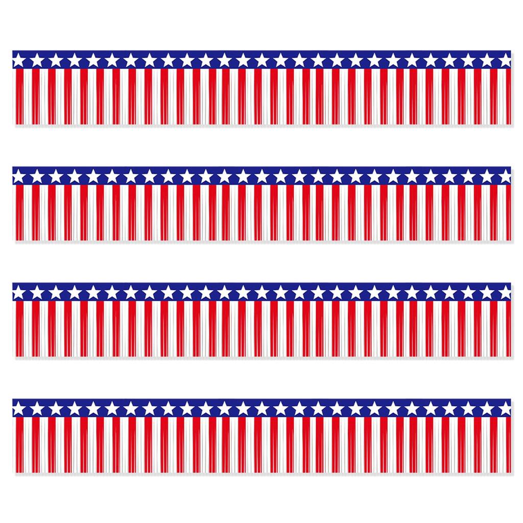 Independence Day Rain Curtain Banner Independence Day Day Decoration Supplies Red, And Blue Top Tassel Pull Flower