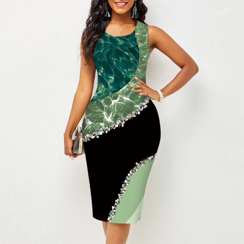 BITCED Fashion Summer Spring Sleeveless O-Neck  Casual Dresses