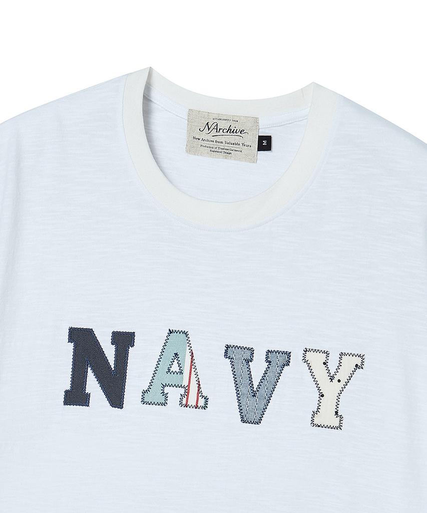 BEYOND CLOSET [Collection Line] Vintage Patchwork Slub Short Sleeve T-Shirt White
