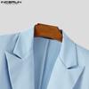 INCERUN Men Notched Lapel Long Sleeve Cutout Thin Blazer Party Coats