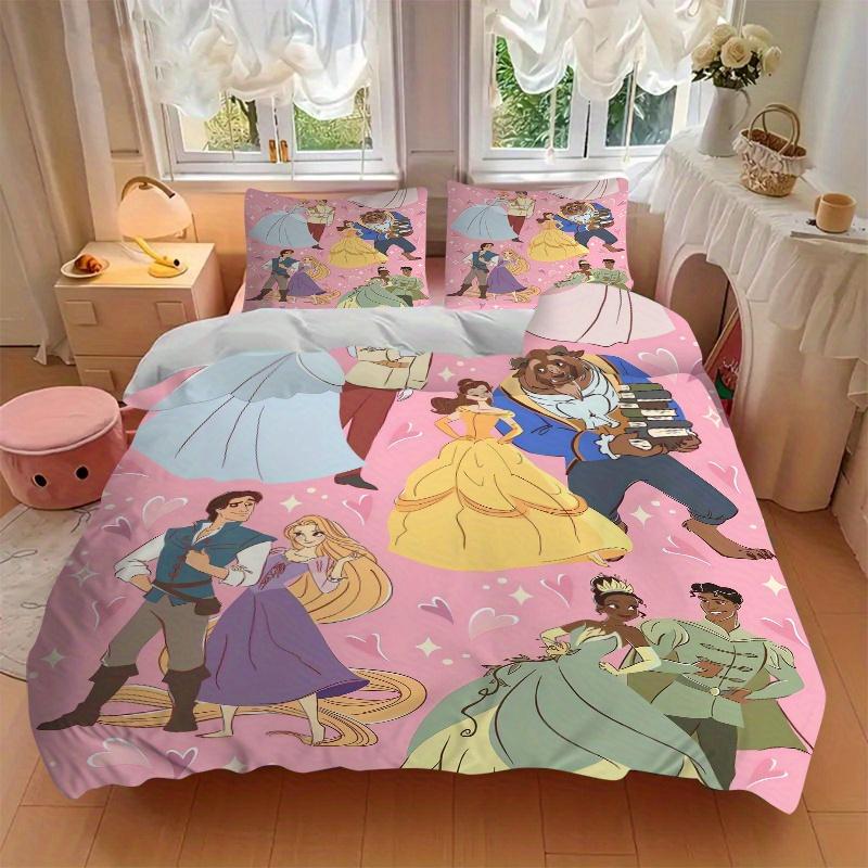 3pcs Disney Princesses & Prince Bedding Set, Including 1 Quilt Cover and 2 Pillow Shams, Without Filling, Soft and Comfortable Home Bedroom B033