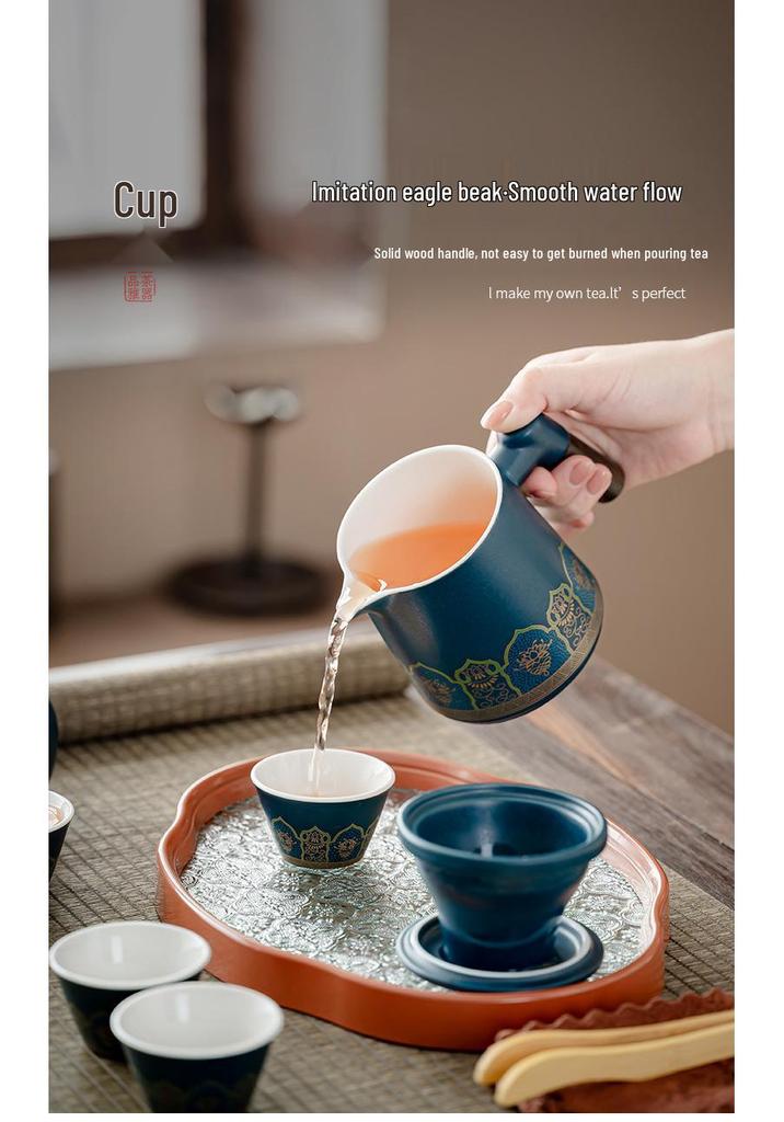 Wooden Handle Tea Set: Portable Teacups for Camping, Home, and Office - Perfect Gift for Young People and Festivals
