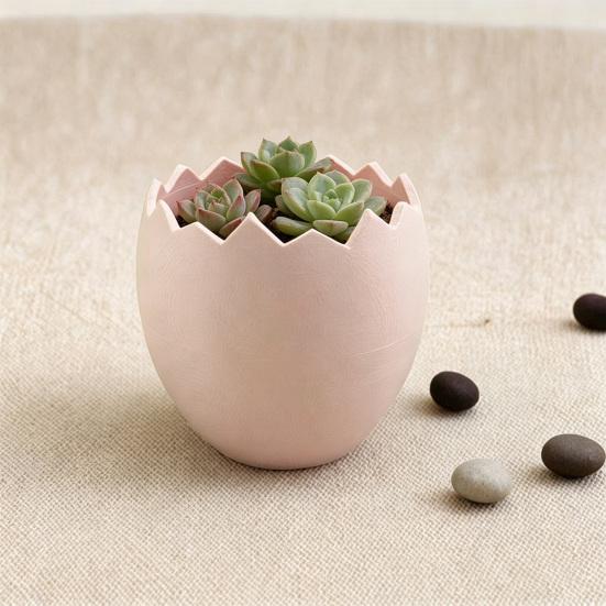 3D Printed Cracked Egg Planter Creative Eggshell Shape Flowerpot Pen Holder Storage Ornament Macaron Colors for Home Decor Gift