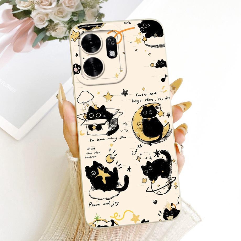 Soft Liquid Silicone Phone Case For Honor X6D Play 60A Black Cat Cartoon Dragon Animals Pattern Bumper For Enjoy 60A Back Cover