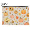 Washable Storage Pouch Bag, with Halloween Pattern Print, Smooth Zipper Durable Canvas Dust-proof Container Organizer, Portable Stationery Case,