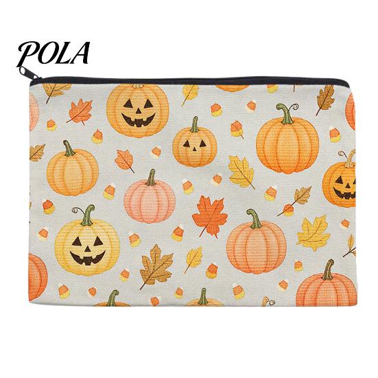 Washable Storage Pouch Bag, with Halloween Pattern Print, Smooth Zipper Durable Canvas Dust-proof Container Organizer, Portable Stationery Case,