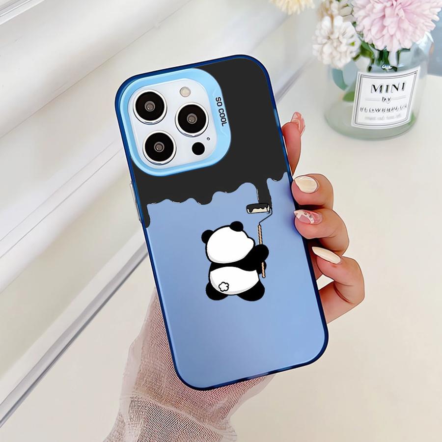Soft Shell Phone Case for iPhone 14 15 16 Plus 11 12 13 Pro Max 16e Cute Cartoon Panda