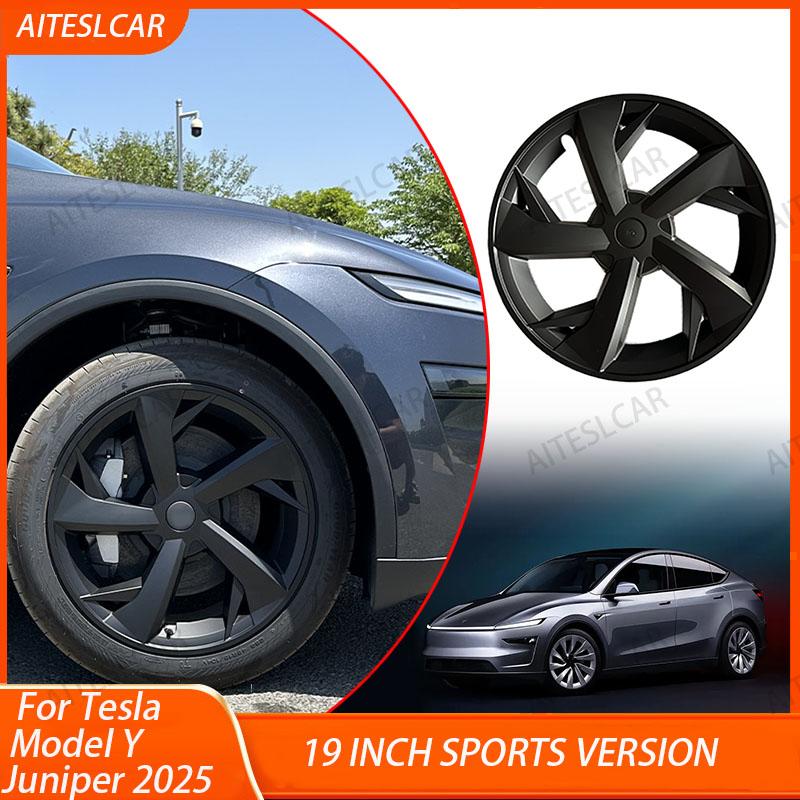 4PCS 19 Inch HubCap for Tesla Model Y Juniper 2025 Hubcap Performance Replacement 19''Crossflow Wheels Cover Full Rim Accessorie