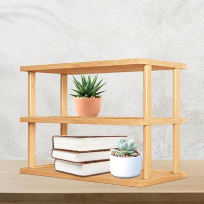 Schreibtisch-Organizer, Desktop-Bücherregal, Doppellagige Dekoration, Einfach zu montierendes Holz-Aufbewahrungsregal, Tischplatte