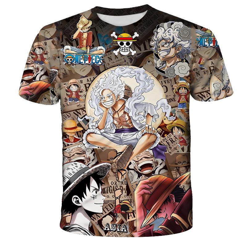 Anime One Piece Boy T-shirt Cosplay Luffy Men Cartoon Short-sleeved Cool Top Boy Loose Mens Clothing Casual T-shirt