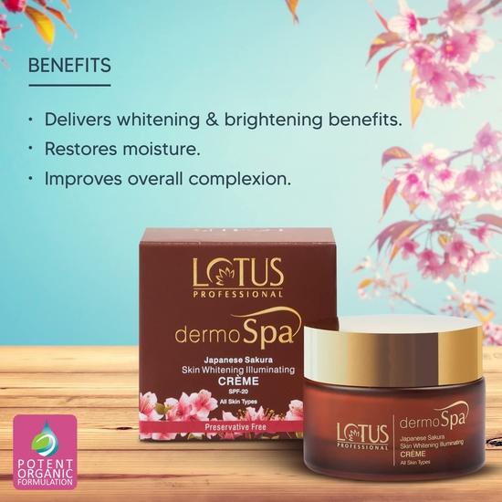 Lotus Professional dermoSpa JAPANESE SAKURA SKIN WHITENING ILLUMINATING CREAM WITH SPF 20 | Nourishing | Even skin tone| Brightening |50g
