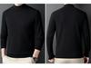 Men's 100% Cashmere Mid-Neck Black Sweater - Thickened Winter Base Layer