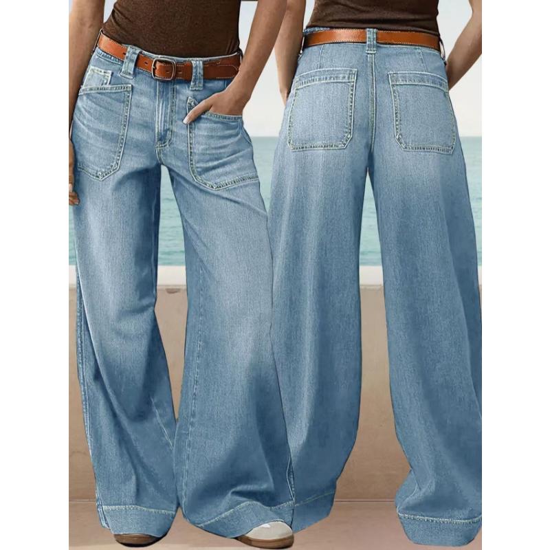 2026 New Women's Loose Fit Wide Leg Straight Jeans, Vintage Slimming Cropped Denim Pants for Casual Daily Wear