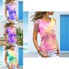 Womens Vibrant Tie-dye Printed Tops Casual Short Sleeve Blouse Perfect For Summer