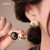 European and American Retro Zircon Saturn Geometric Pearl Earrings Light Luxury Stud Earrings Personalized Earrings Women