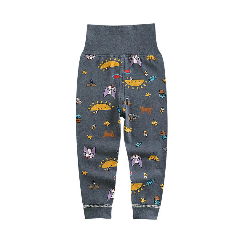 Children's Pure Cotton High-Waist Belly Protection Pants with Open Crotch for Spring and Autumn - Boys' and Girls' Sleep Base Layer Pants.