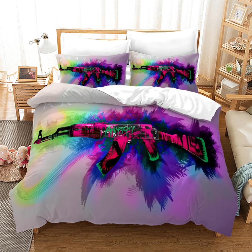 AK47 Knight Academia Anime Duvet Cover Set with Pillow Covers Polyester Teens Kids Bedding Set Full Queen King Size Bed Linen